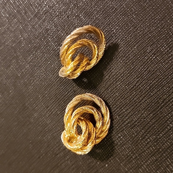 Gold Tone Rope Knot Post Earrings - Picture 4 of 5